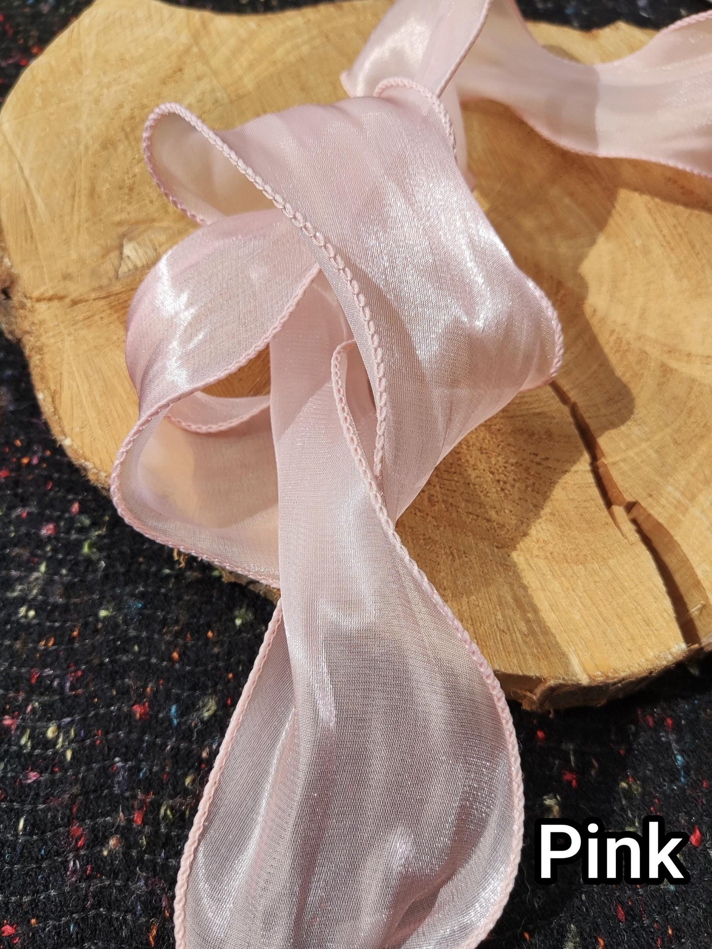 Curly Edge Glossy Organza Ribbon -Per yard- 5 or 8cm Wide Sheer Ribbon for Bridal Bouquet, Florist wrap