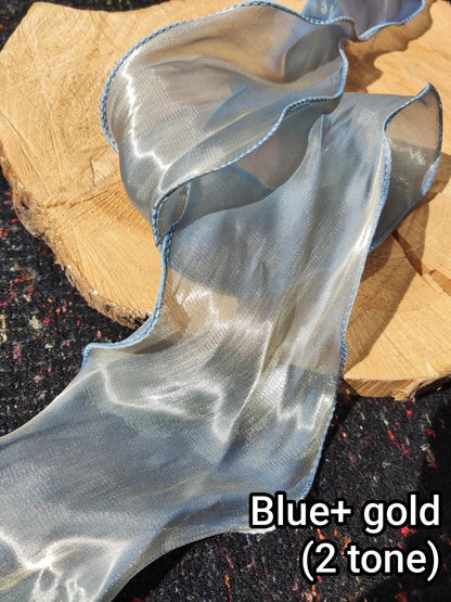 Curly Edge Glossy Organza Ribbon -Per yard- 5 or 8cm Wide Sheer Ribbon for Bridal Bouquet, Florist wrap