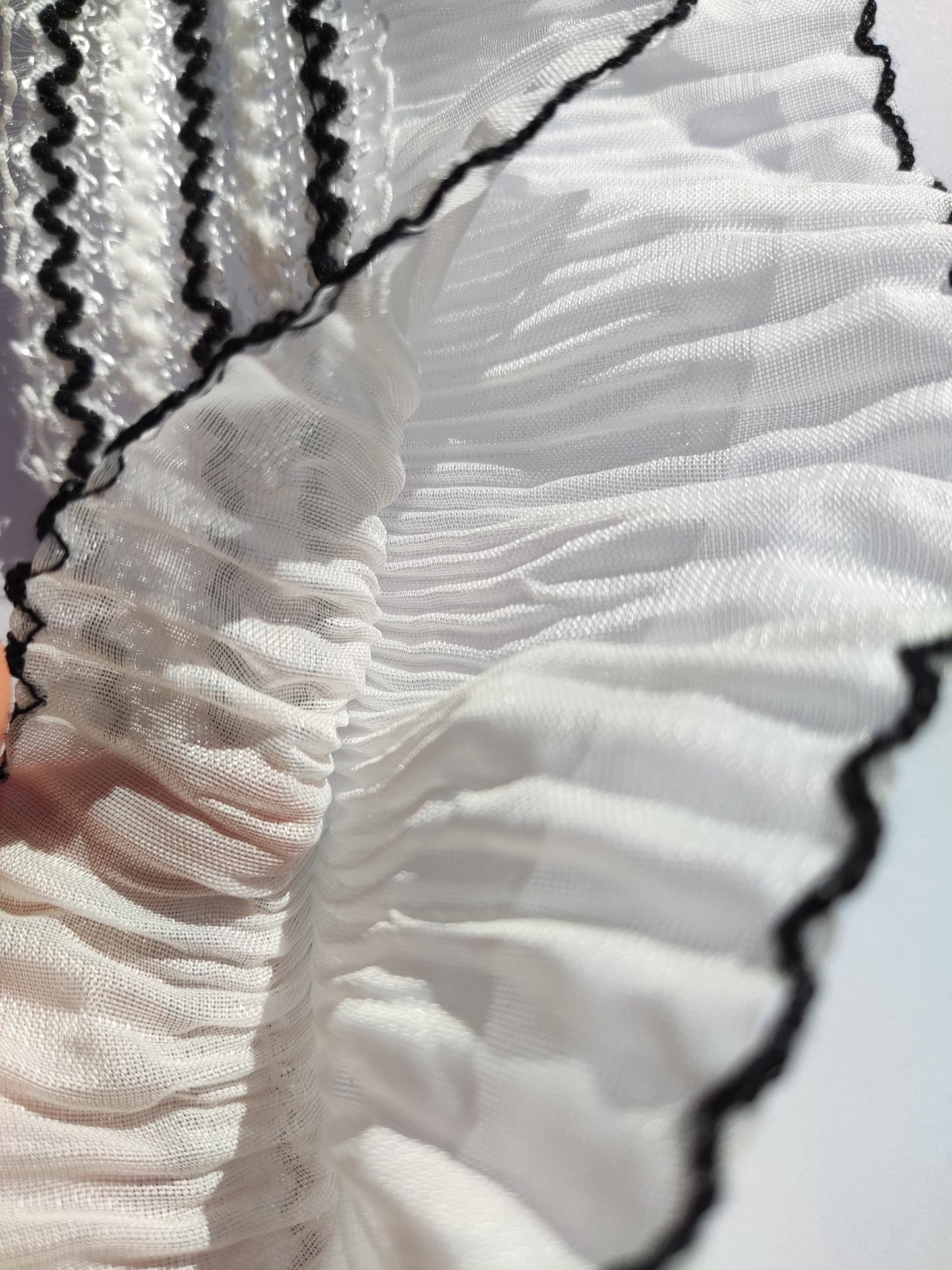 Modern Ruffle Pleated Chiffon Trim: By the Yard -10cm Wide Layered Elastic Border