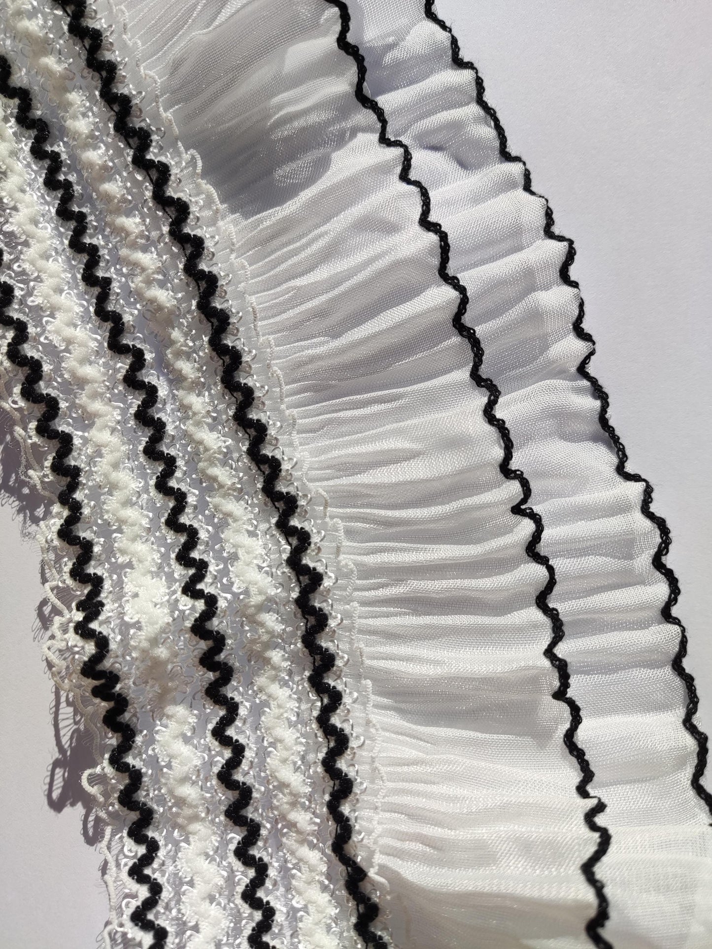 Modern Ruffle Pleated Chiffon Trim: By the Yard -10cm Wide Layered Elastic Border