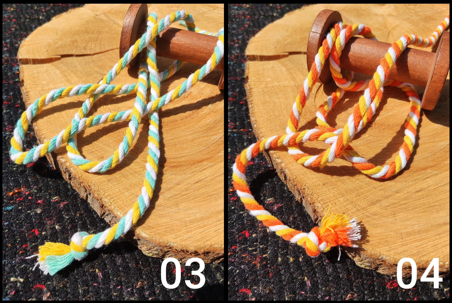 6mm Cotton 3 Strand Twisted Cord-  Multicoloured Rope for Macramé, Soft Furnishing, Gift wrapping