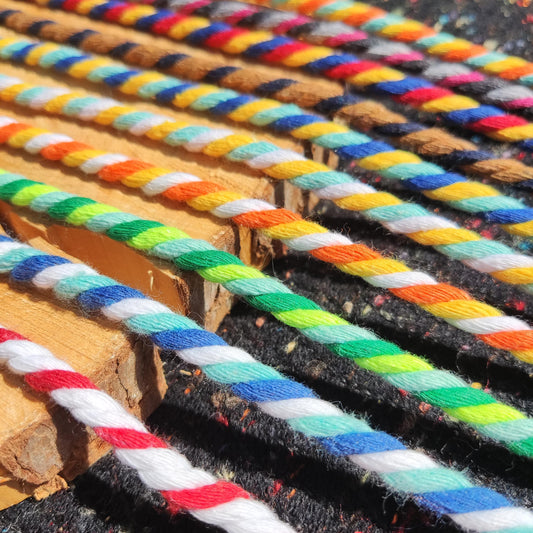 6mm Cotton 3 Strand Twisted Cord-  Multicoloured Rope for Macramé, Soft Furnishing, Gift wrapping