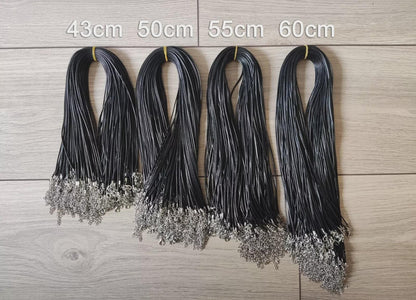 43cm/50cm/55cm/60cm- Braided 1.5mm width PU Necklace Cords- Black with Silver Lobster Clasps