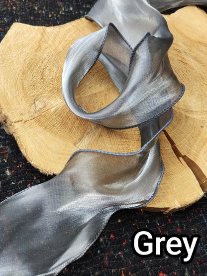 Curly Edge Glossy Organza Ribbon -Per yard- 5 or 8cm Wide Sheer Ribbon for Bridal Bouquet, Florist wrap