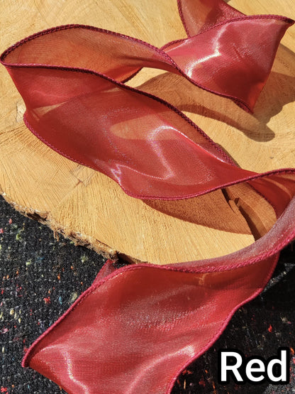 Curly Edge Glossy Organza Ribbon -Per yard- 5 or 8cm Wide Sheer Ribbon for Bridal Bouquet, Florist wrap