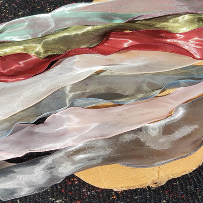 Curly Edge Glossy Organza Ribbon -Per yard- 5 or 8cm Wide Sheer Ribbon for Bridal Bouquet, Florist wrap
