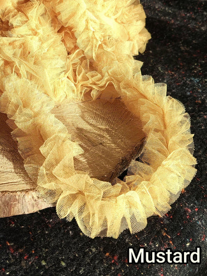 Gathered Tulle Ruffle Trim- 6cm width Pleated Round Border- Per yard- DIY Party Tutu Skirt, Dressmaking, Doll Clothes, Festival decor