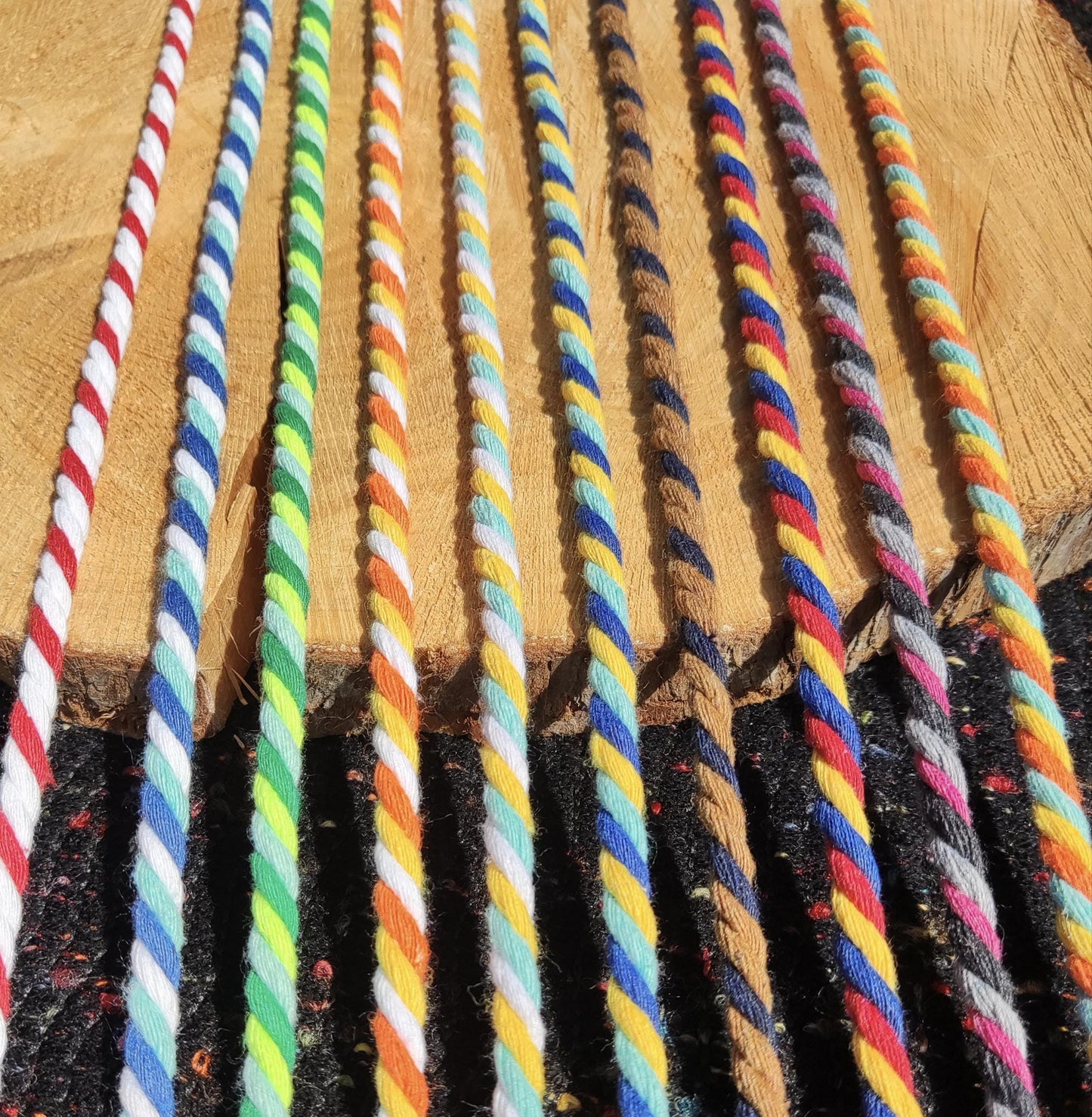 6mm Cotton 3 Strand Twisted Cord-  Multicoloured Rope for Macramé, Soft Furnishing, Gift wrapping
