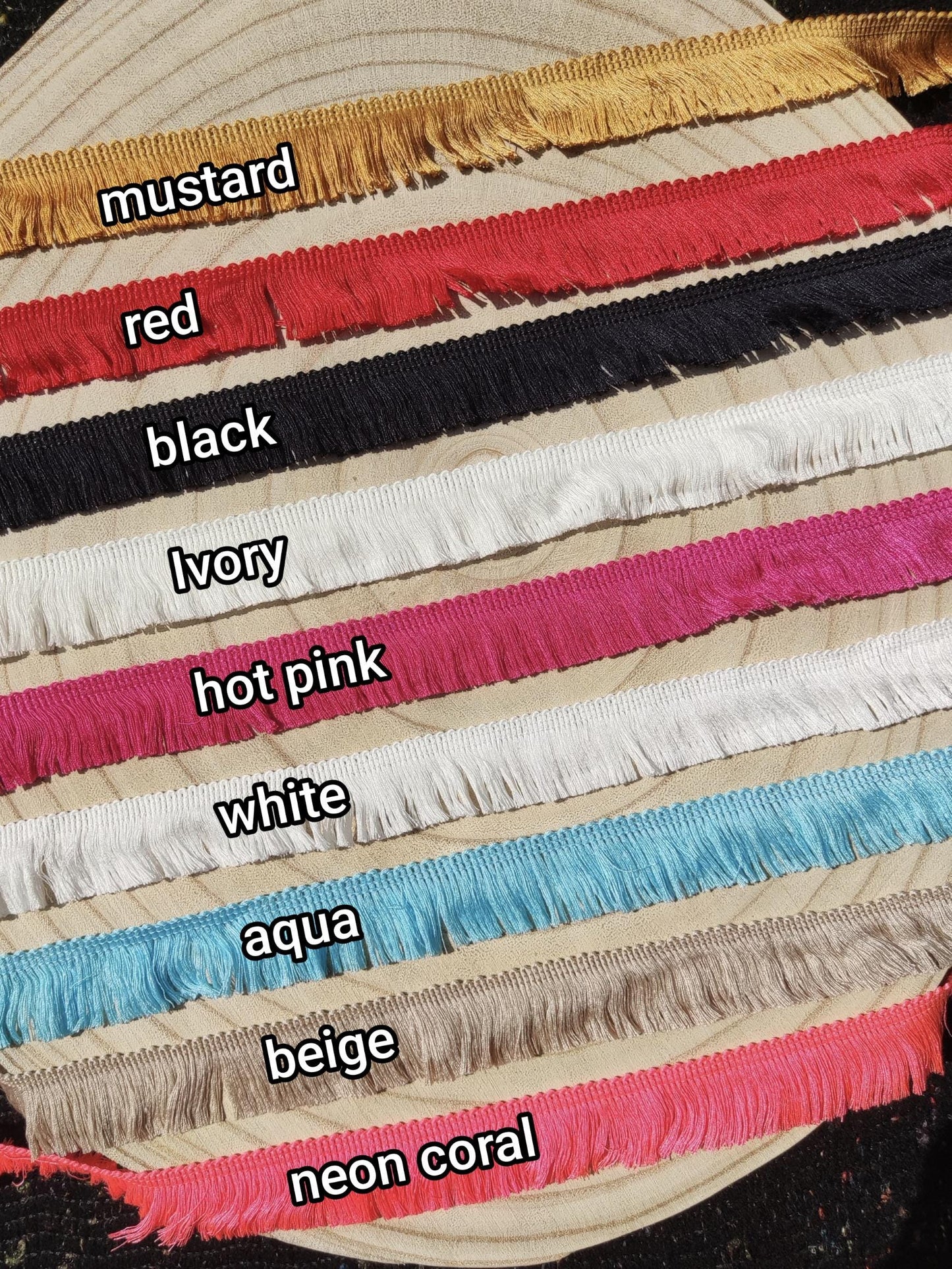 25mm Mini Tassel Trim: 1 inch Narrow Brush Fringe Border- Sold by the Yard