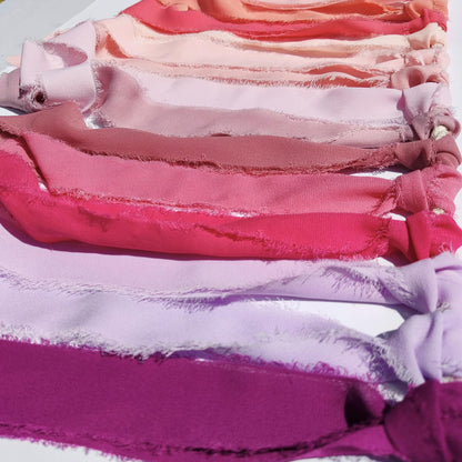 Pink Luxury Hand torn Frayed Edge Chiffon Ribbon- 38 or 50mm width