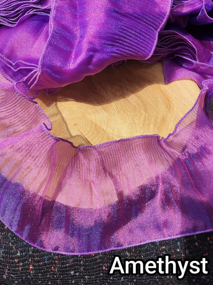 Pleated Iridescent Wide Organza Trim with Rigid Wavy Edge- Per yard Unstretched- DIY Costume, Cosplay, Dancewear