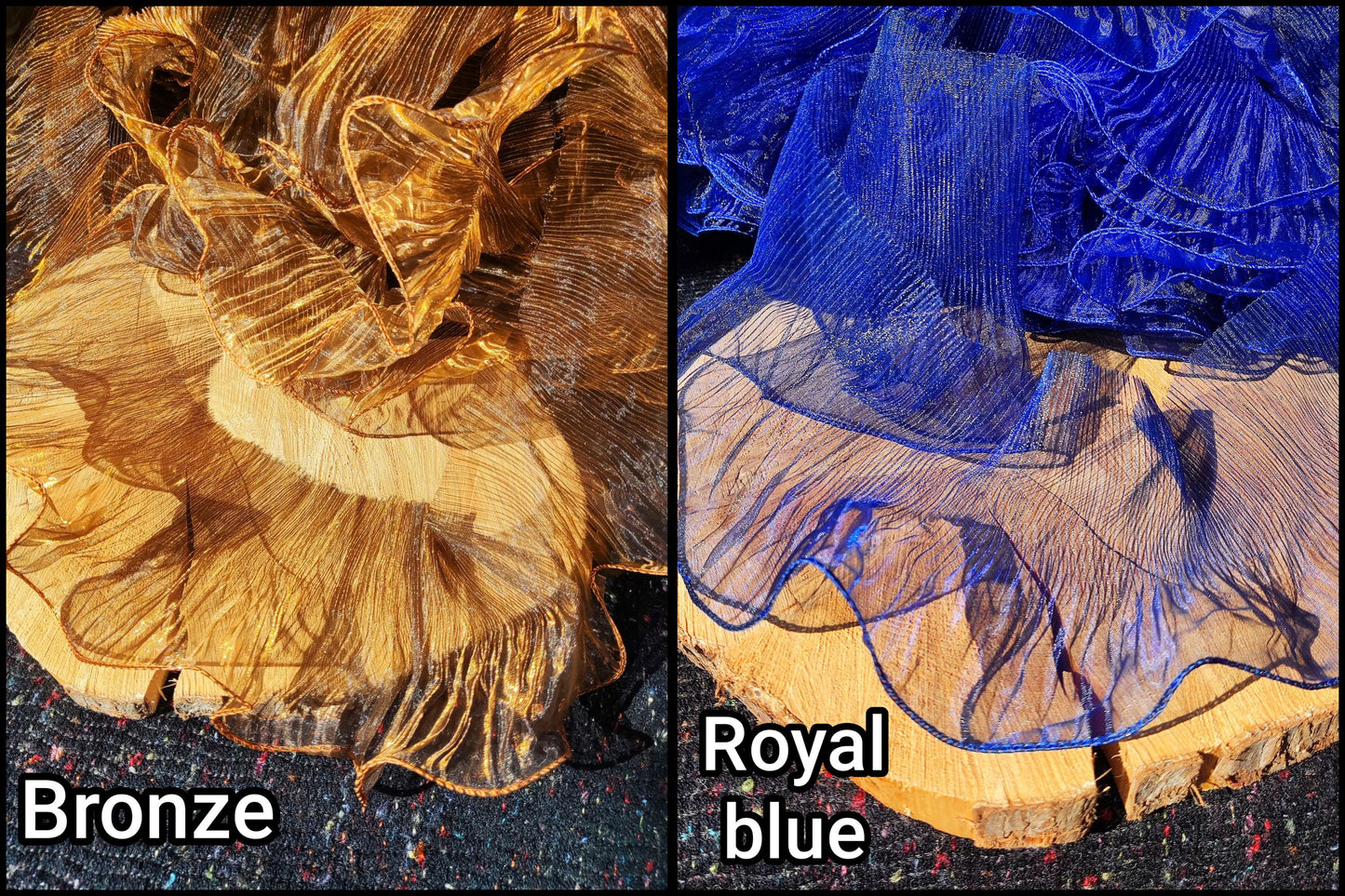 Pleated Iridescent Wide Organza Trim with Rigid Wavy Edge- Per yard Unstretched- DIY Costume, Cosplay, Dancewear
