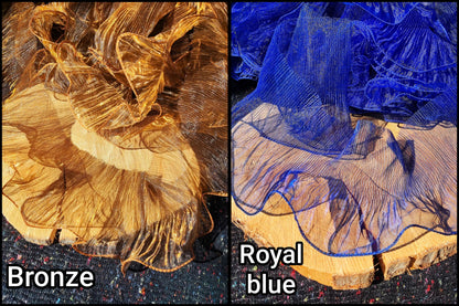 Pleated Iridescent Wide Organza Trim with Rigid Wavy Edge- Per yard Unstretched- DIY Costume, Cosplay, Dancewear