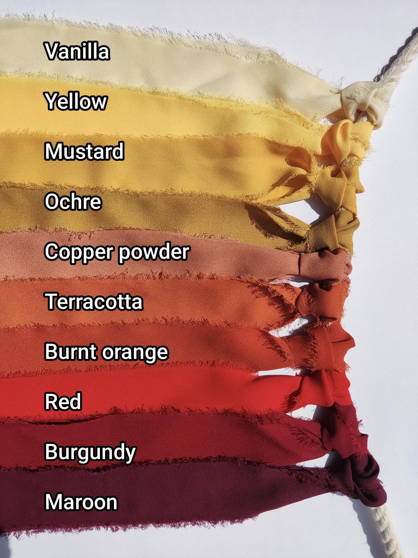 Yellow Orange Hand torn Fray Edge Chiffon Ribbon -38 or 50mm width