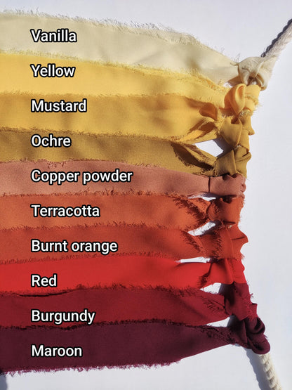 Yellow Orange Hand torn Fray Edge Chiffon Ribbon -38 or 50mm width