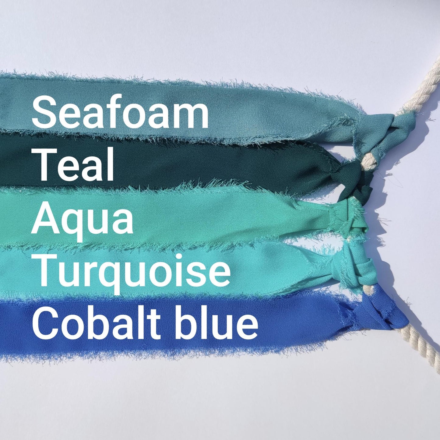 Turquoise Hand torn Fray Edge Chiffon Ribbon- 38 or 50mm width