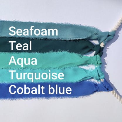 Turquoise Hand torn Fray Edge Chiffon Ribbon- 38 or 50mm width