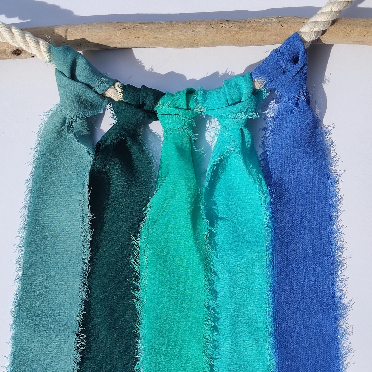 Turquoise Hand torn Fray Edge Chiffon Ribbon- 38 or 50mm width