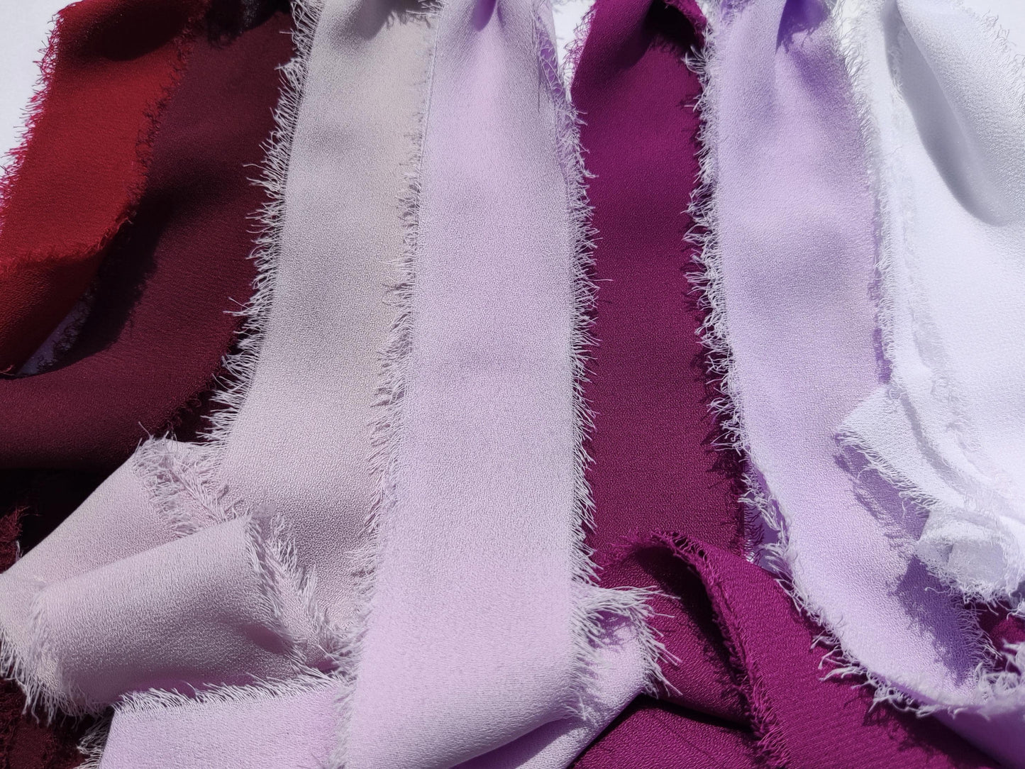 Purple Luxury Hand torn Frayed Edge Chiffon Ribbon -38mm Width