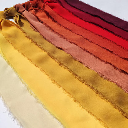 Yellow Orange Hand torn Fray Edge Chiffon Ribbon -38 or 50mm width