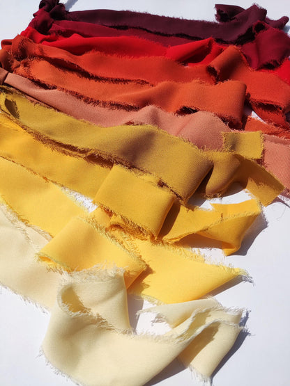 Yellow Orange Hand torn Fray Edge Chiffon Ribbon -38 or 50mm width