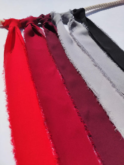 Red Grey Black Hand torn Chiffon Ribbon with Frayed Edge -38 or 50mm width