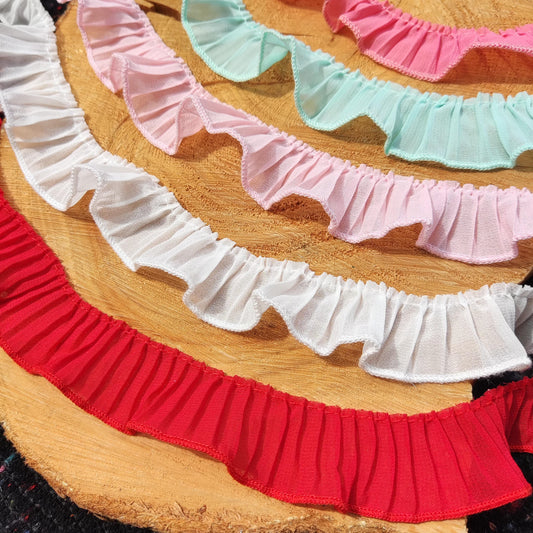 Pleated Soft Chiffon Ruffle Trim- 3cm Width -per yard - DIY Clothes Sewing