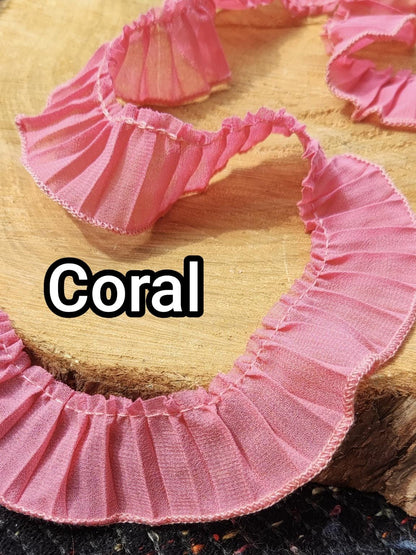 Pleated Soft Chiffon Ruffle Trim- 3cm Width -per yard - DIY Clothes Sewing
