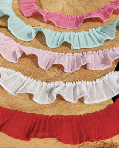 Pleated Soft Chiffon Ruffle Trim- 3cm Width -per yard - DIY Clothes Sewing