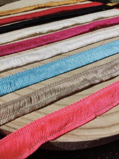 25mm Mini Tassel Trim: 1 inch Narrow Brush Fringe Border- Sold by the Yard