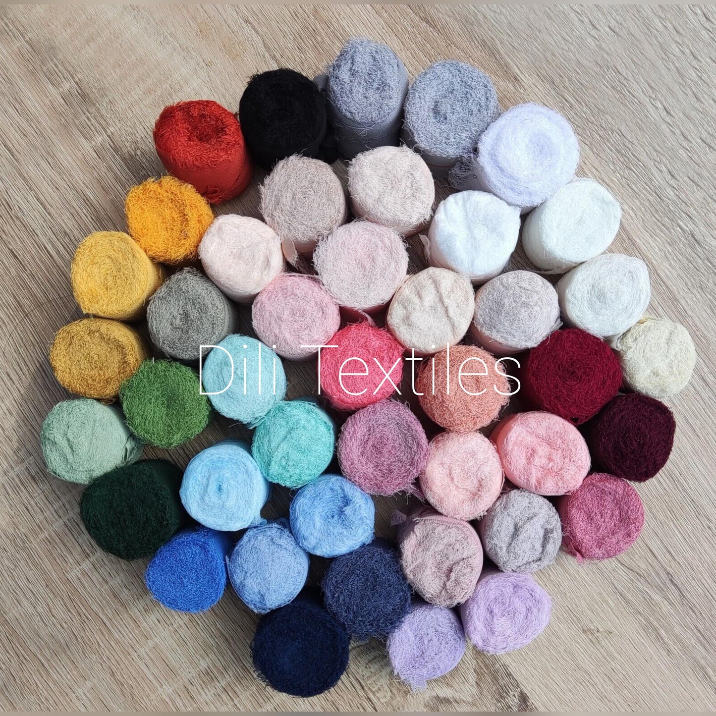 1m Quality Chiffon Ribbon With Hand Torn Frayed Edges - 38mm width