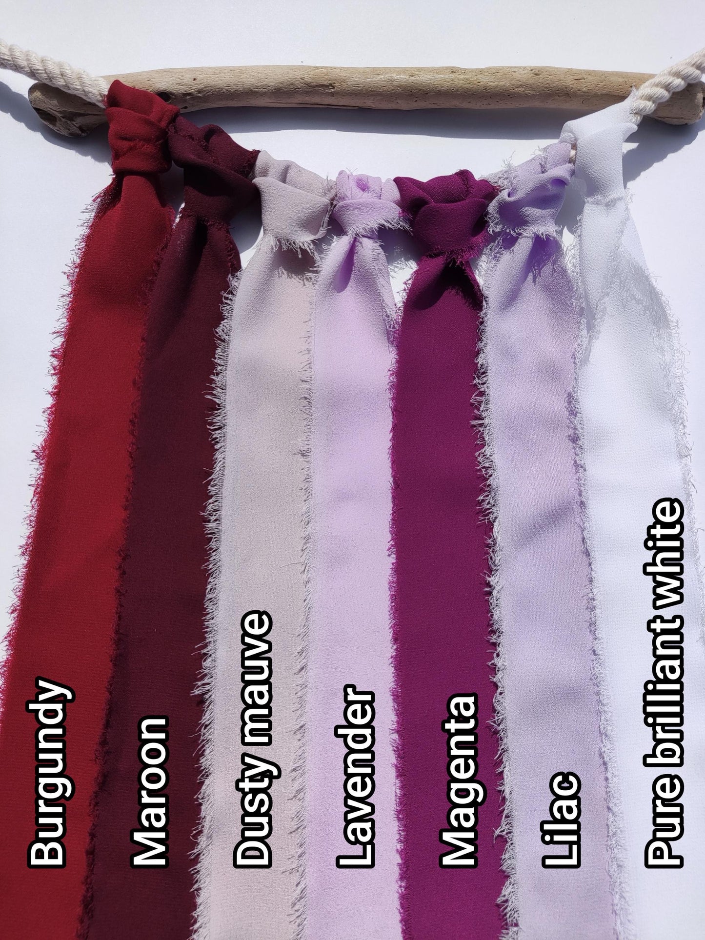 1m Quality Chiffon Ribbon With Hand Torn Frayed Edges - 38mm width