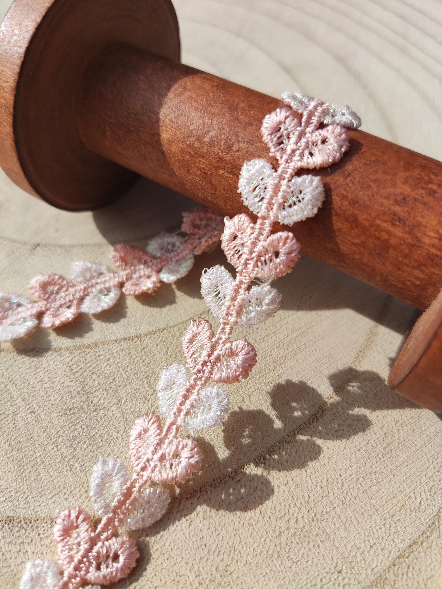 1.2cm Tiny Leaf Pattern Narrow Lace trim -Per yard -Fine Delicate Small Heart Embellishment for Doll Clothes, Dressmaking