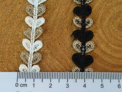 1.2cm Tiny Leaf Pattern Narrow Lace trim -Per yard -Fine Delicate Small Heart Embellishment for Doll Clothes, Dressmaking