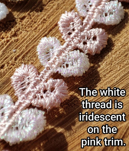 1.2cm Tiny Leaf Pattern Narrow Lace trim -Per yard -Fine Delicate Small Heart Embellishment for Doll Clothes, Dressmaking