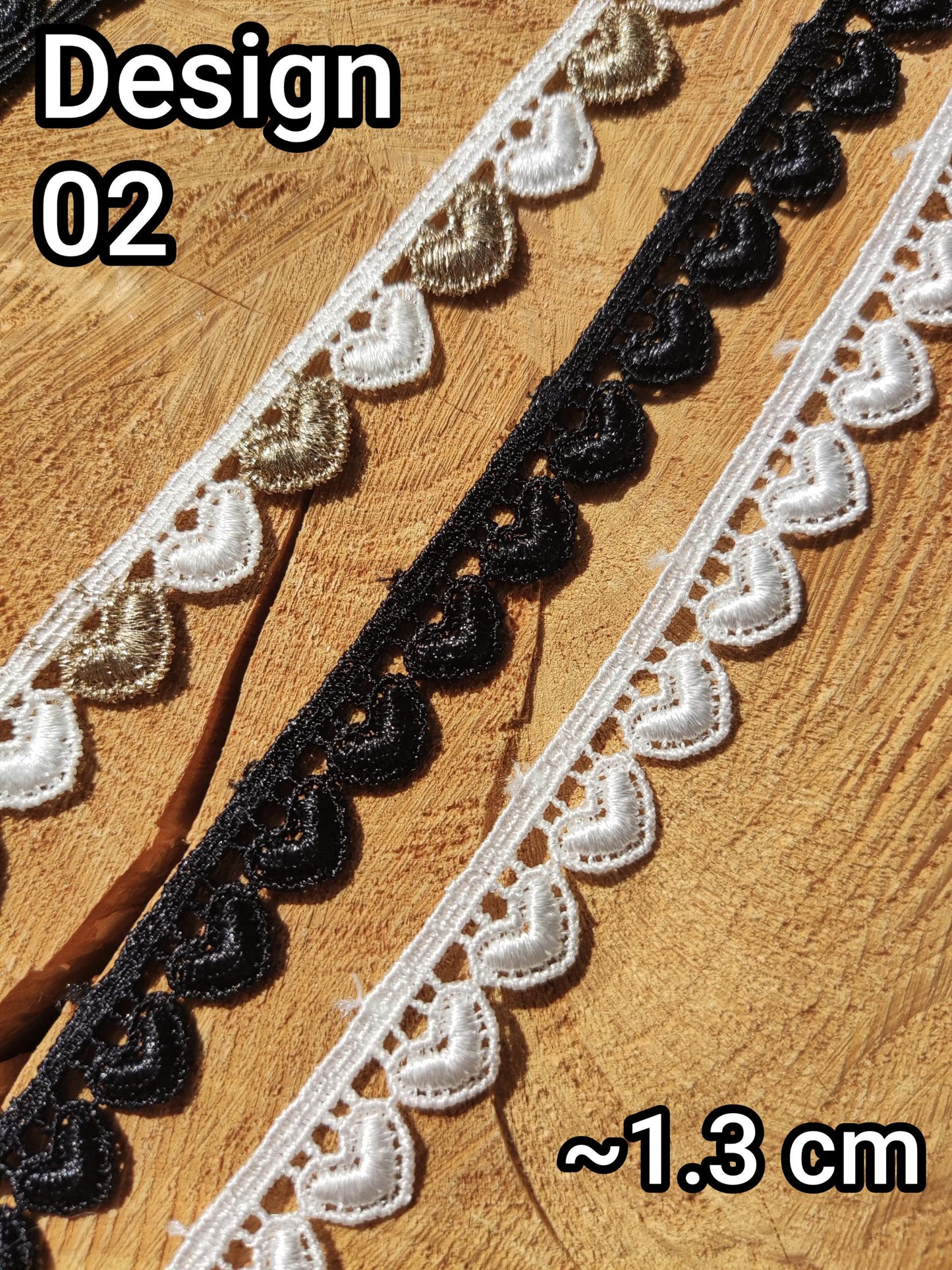 Love Heart Design Lace trim/Fine Ribbon Embellishment -1 yard- White/Black -DIY Sewing/Doll Making/Scrapbooking/Wedding Bridal