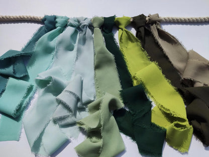 Green Luxury Hand torn Fraye Edge Chiffon Ribbon -38 or 50mm Width