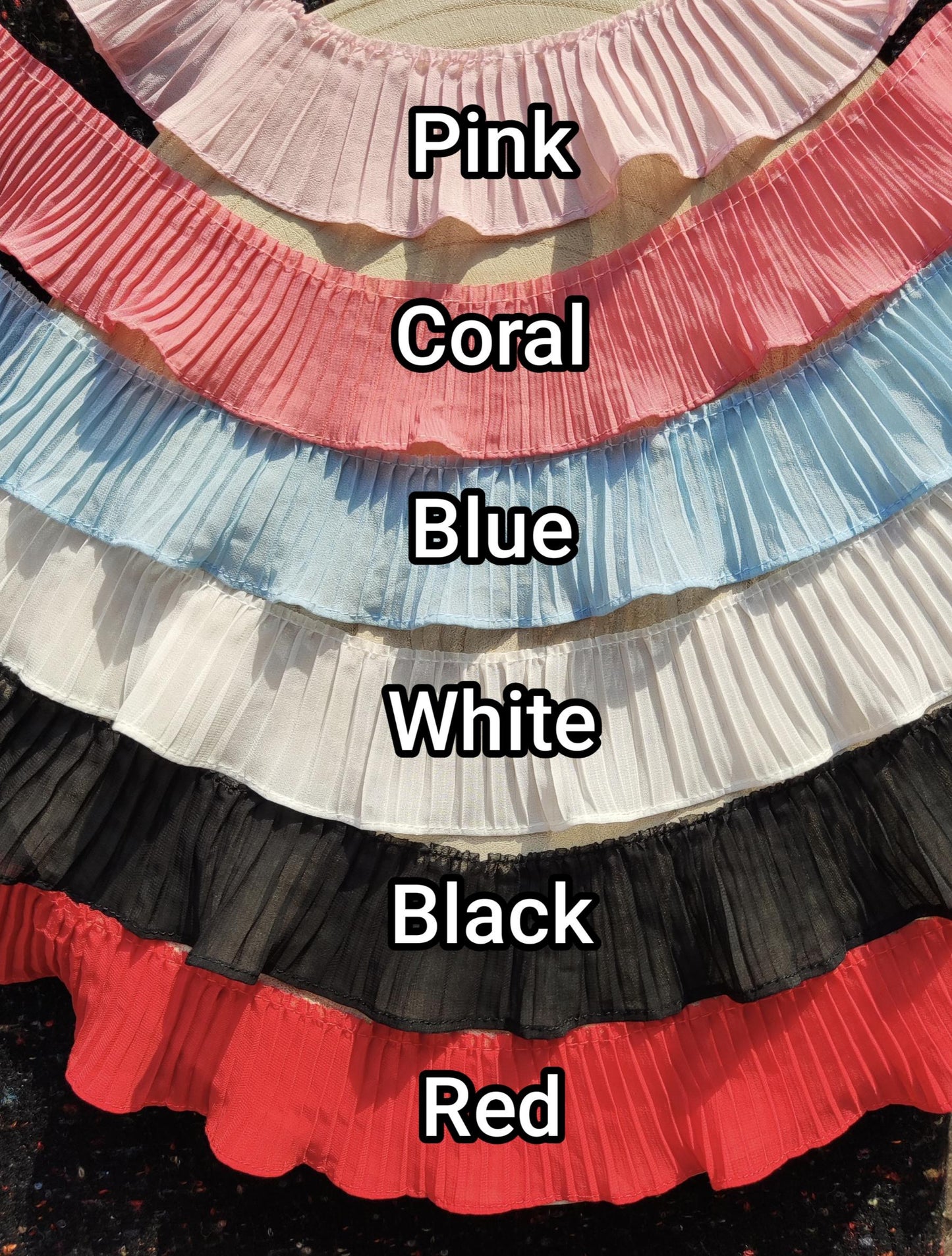 Pleated Soft Chiffon Ruffle Trim 5.5cm Wide - Per yard- DIY Clothes Sewing