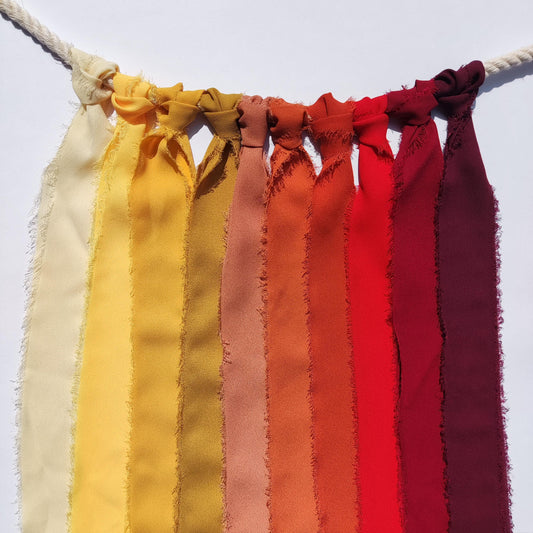 Yellow Orange Hand torn Fray Edge Chiffon Ribbon -38 or 50mm width