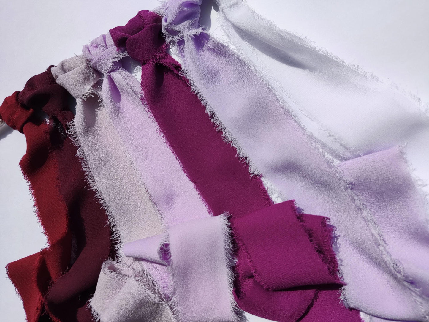 Purple Luxury Hand torn Frayed Edge Chiffon Ribbon -38mm Width
