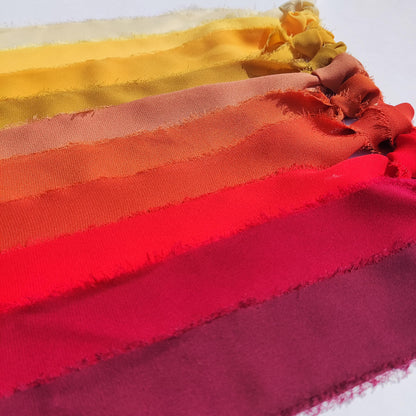 Yellow Orange Hand torn Fray Edge Chiffon Ribbon -38 or 50mm width