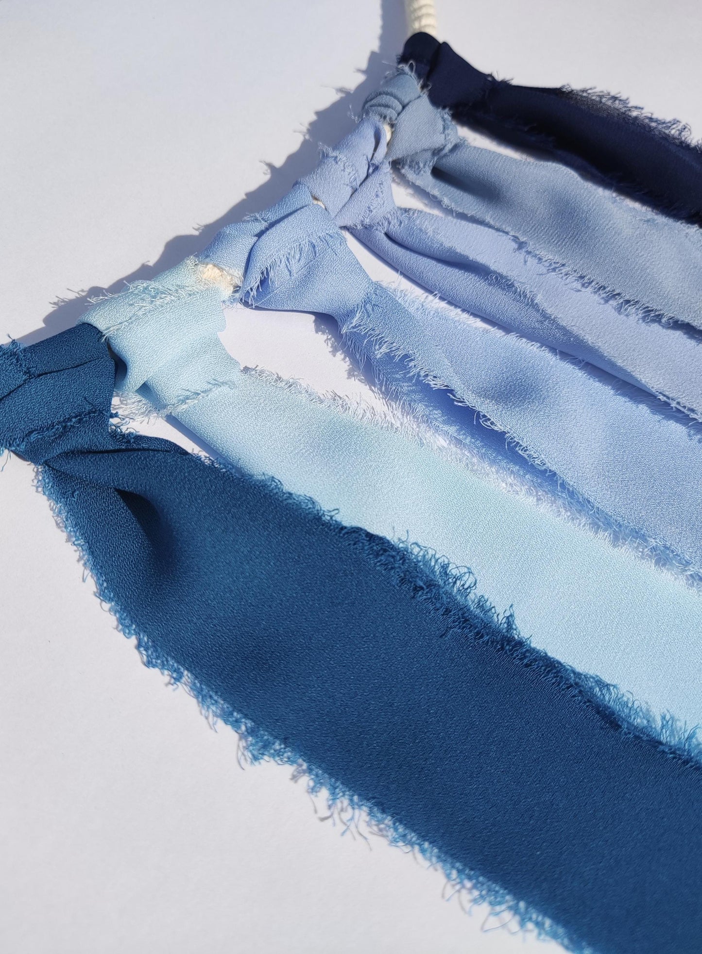 Blue Luxury Hand torn Frayed Edge Chiffon Ribbon -38 or 50mm width