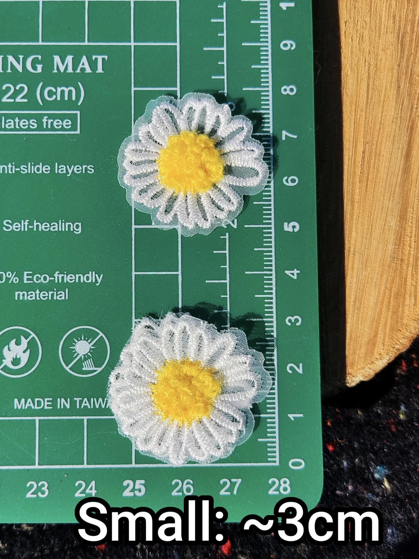 White Daisy Flower Embroidered Organza Applique with 3D Yellow Middle- Single or Double Layer Sew on Floral Motif Patch