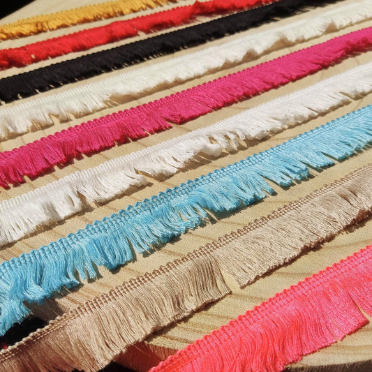 25mm Mini Tassel Trim: 1 inch Narrow Brush Fringe Border- Sold by the Yard