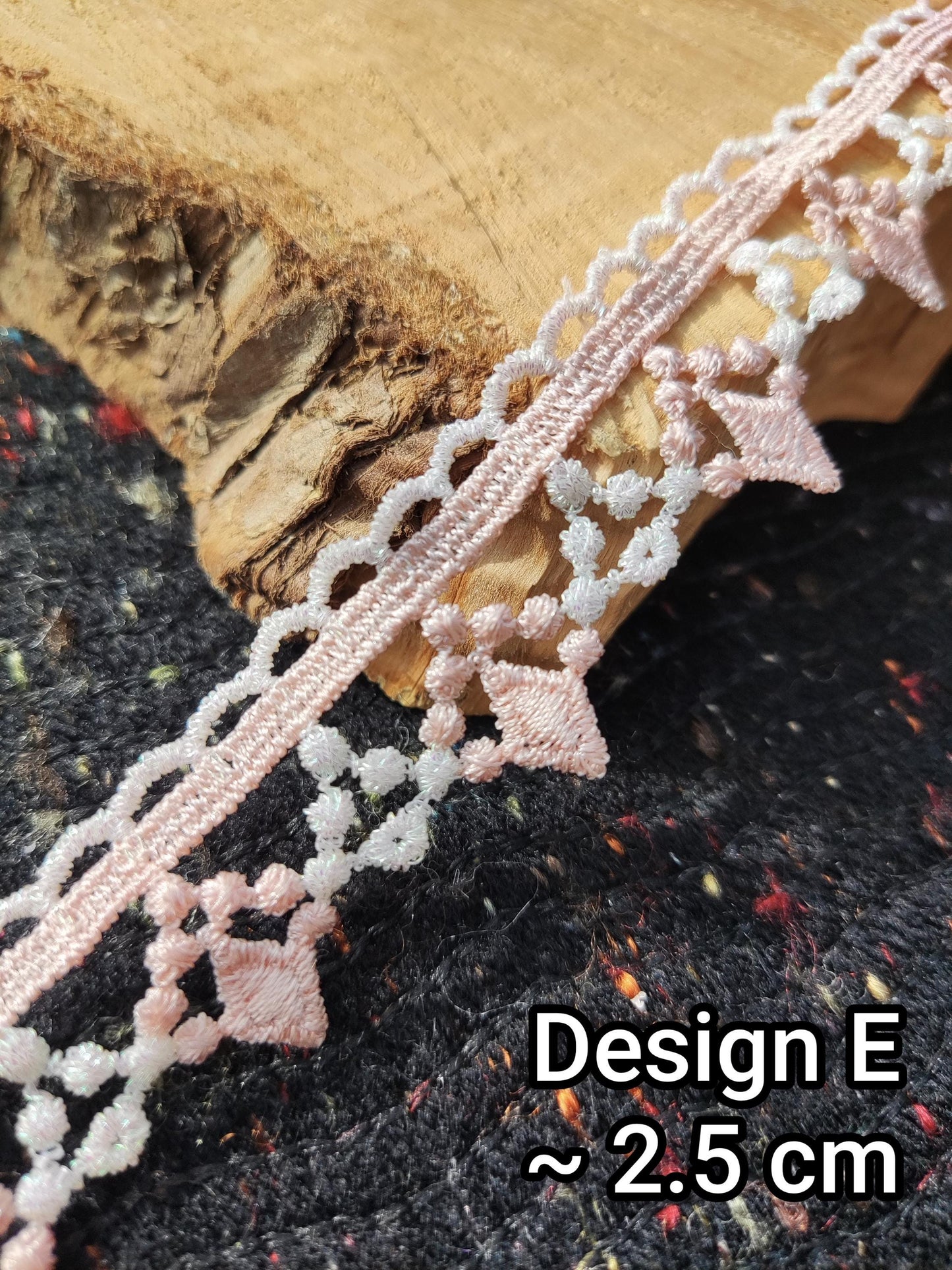 Narrow Pink and White Iridescent Lace Trim -Per yard -For Dressmaking, Doll Clothes, Sewing