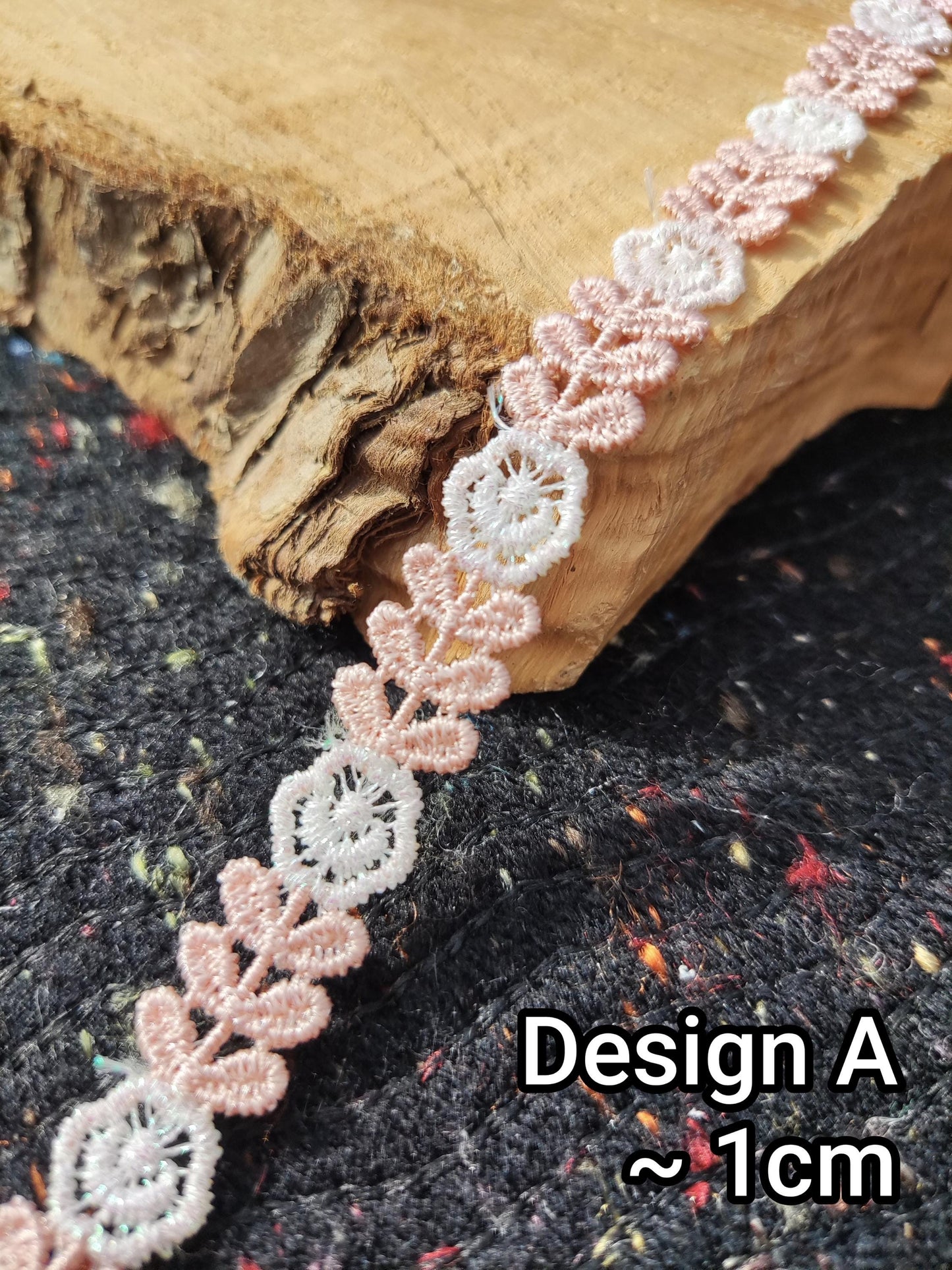 Narrow Pink and White Iridescent Lace Trim -Per yard -For Dressmaking, Doll Clothes, Sewing