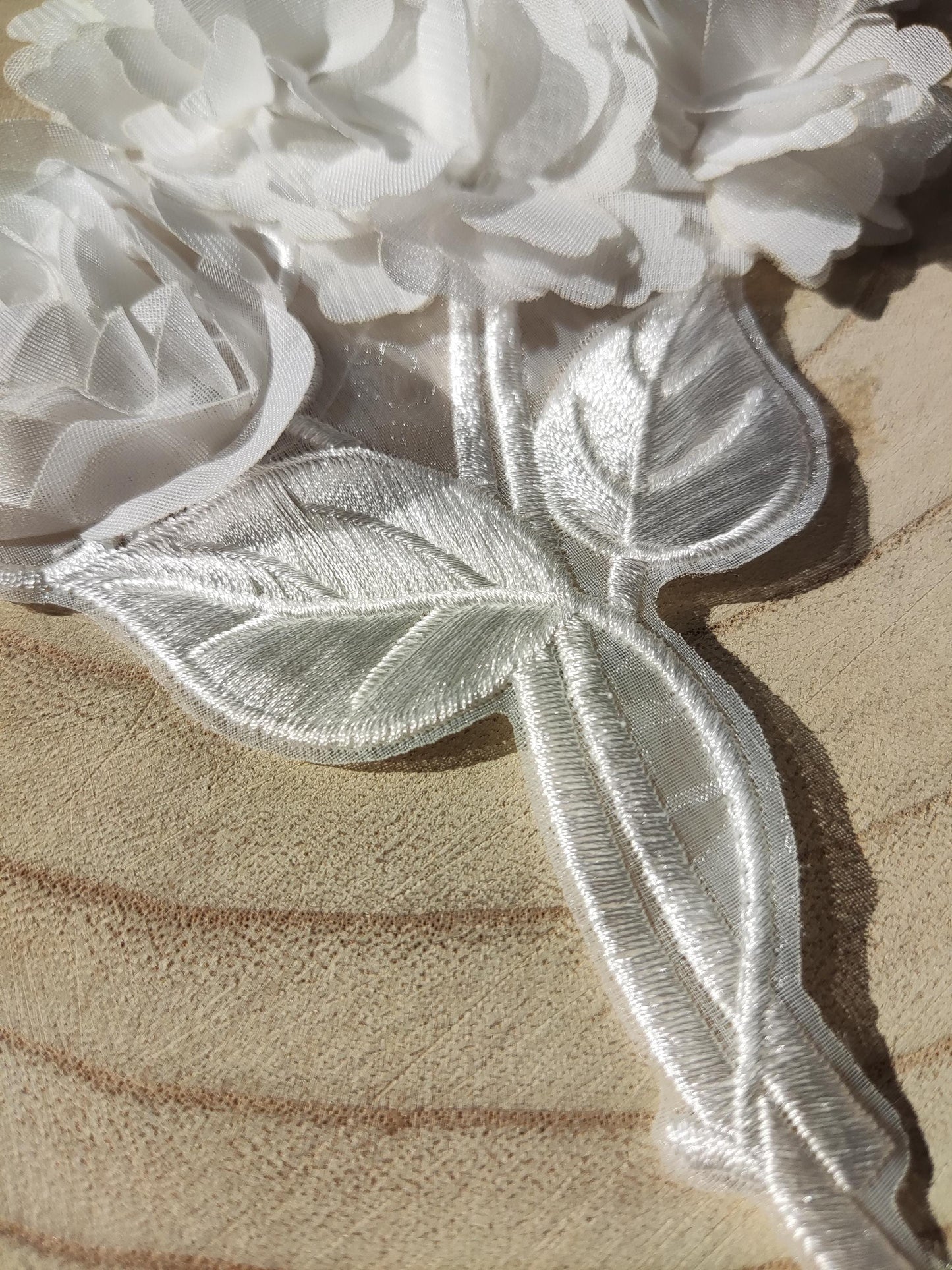 Hydrangea White Chiffon Flower Sew on Applique- Large 3D Organza Floral Embellishments- For Wedding Dress DIY, Bridal Gown decor