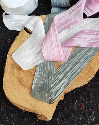 5cm width Textured Chiffon Ribbon with Shimmer- Per yard -Perfect for Wedding Bouquet, Florist Gift Wrap