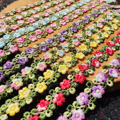 Flower Vine Embroidered Rococo Floral Trim- Per yard- 2cm wide Lace Border for Dressmaking, Home Decor DIY, Doll Clothes, Necklace making