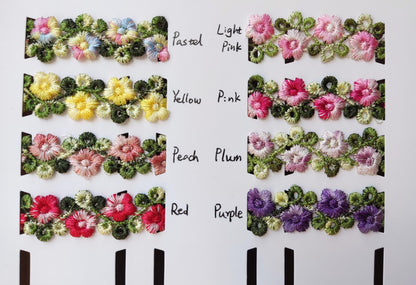 Flower Vine Embroidered Rococo Floral Trim- Per yard- 2cm wide Lace Border for Dressmaking, Home Decor DIY, Doll Clothes, Necklace making